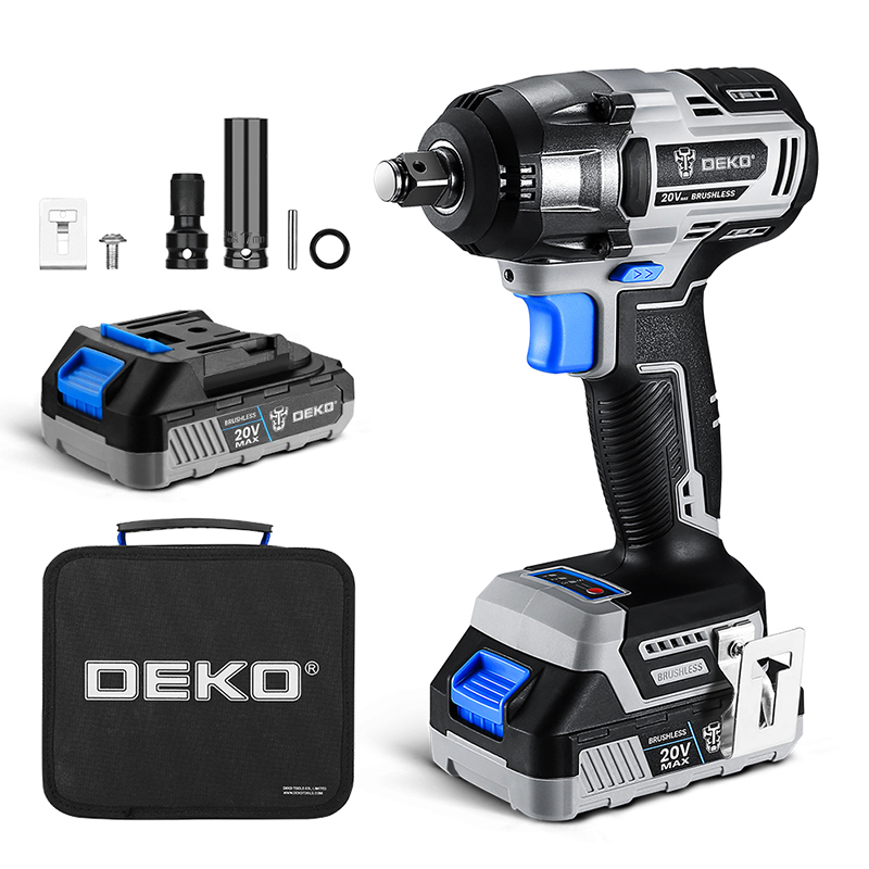 20V Cordless Brushless Impact Wrench With 2pc 2.0Ah Battery & 1pc